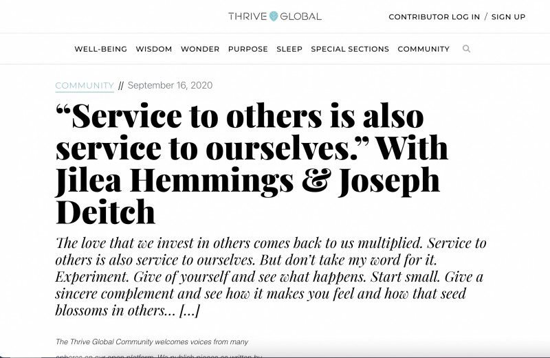 “Service to others is also service to ourselves.” With Jilea Hemmings & Joseph Deitch