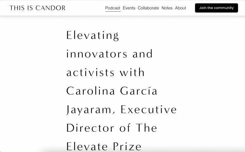 Elevating innovators and activists with Carolina García Jayaram, Executive Director of The Elevate Prize Foundation (#12)