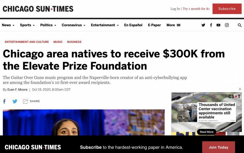 Chicago area natives to receive $300K from the Elevate Prize Foundation