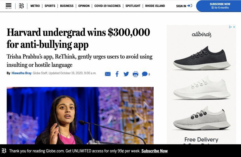 Harvard undergrad wins $300,000 for anti-bullying app