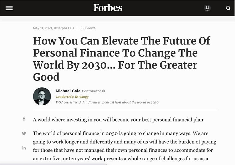How You Can Elevate The Future Of Personal Finance To Change The World By 2030… For The Greater Good