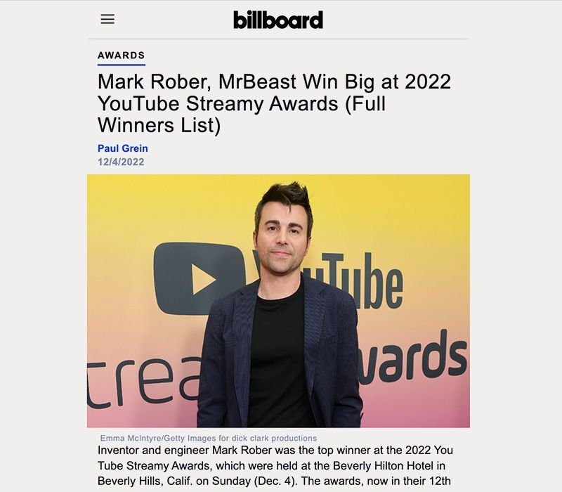 Elevate Prize Foundation at 2022 YouTube Streamy Awards with Mark Rober and MrBeast!