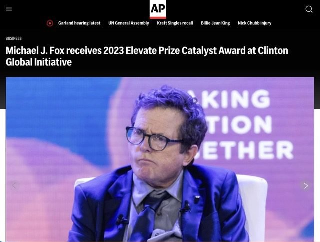 Michael J. Fox receives 2023 Elevate Prize Catalyst Award