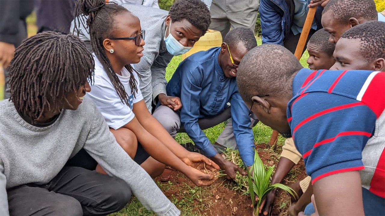 people planting